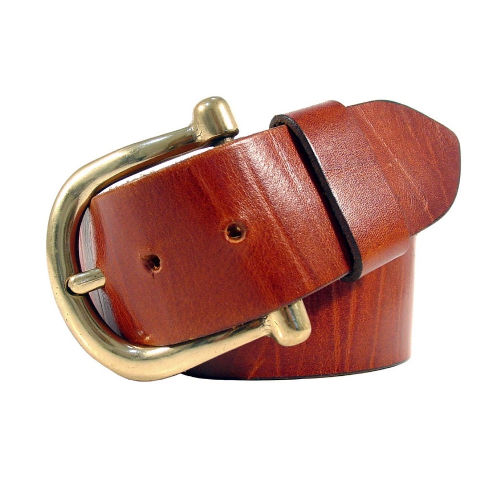 DOPPIA VITA  Italian Tan Leather Belt Solid Brass